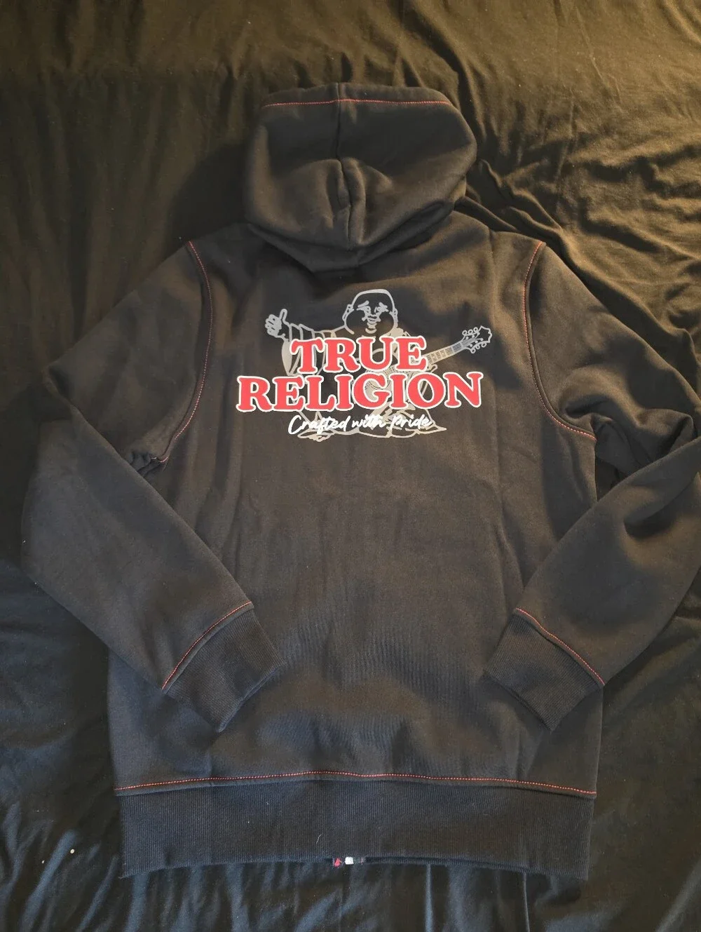 True Religion FIRE! NWOT! The Contrast Logo Hoodie in Black. Sz Sm. R2S!